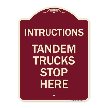 Signmission Truck Instructions Tandem Trucks Stop Here Heavy-Gauge Aluminum Sign, 24" x 18", BU-1824-22787 A-DES-BU-1824-22787